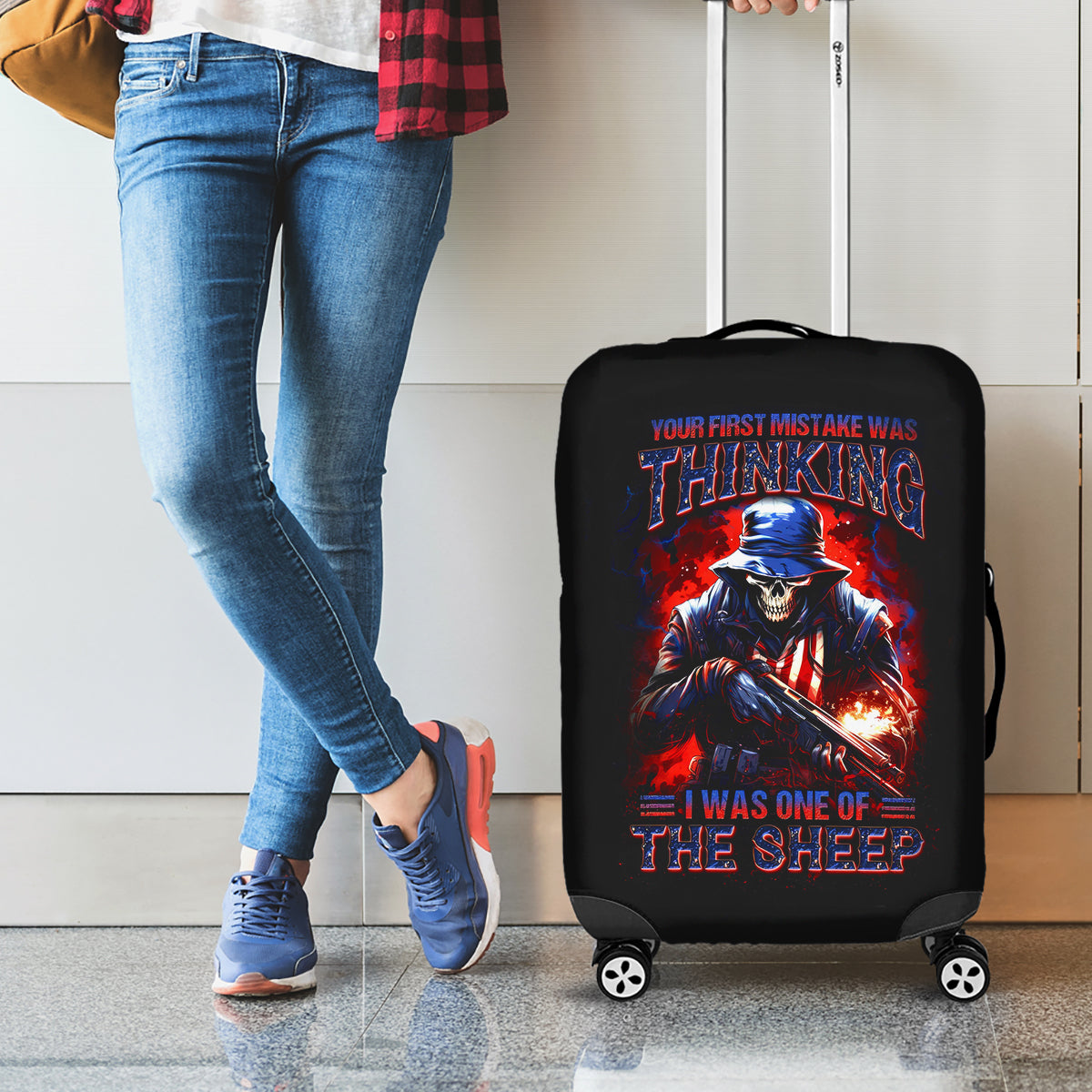 Soldier Skull Luggage Cover Your First Mistake Was Thinking I Was One Of The Sheep - Wonder Print Shop