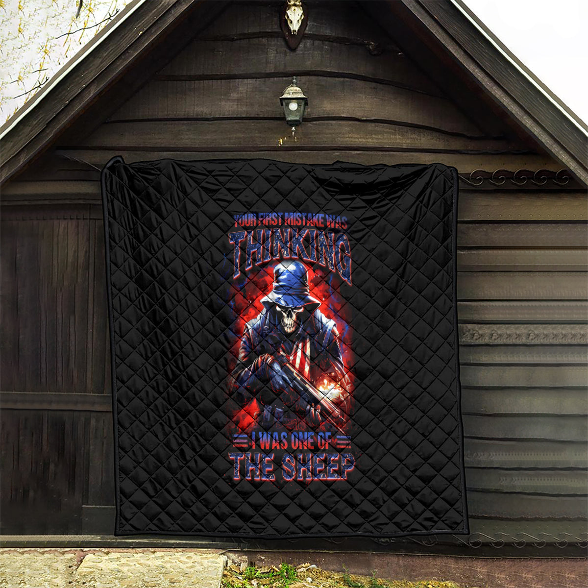 Soldier Skull Quilt Your First Mistake Was Thinking I Was One Of The Sheep - Wonder Print Shop