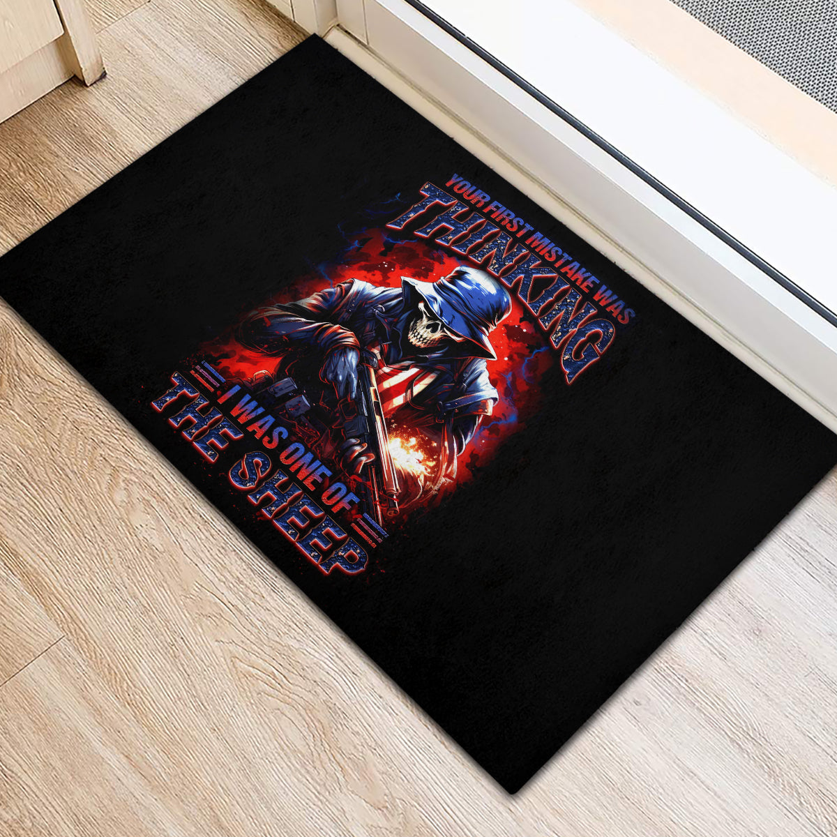 Soldier Skull Rubber Doormat Your First Mistake Was Thinking I Was One Of The Sheep - Wonder Print Shop