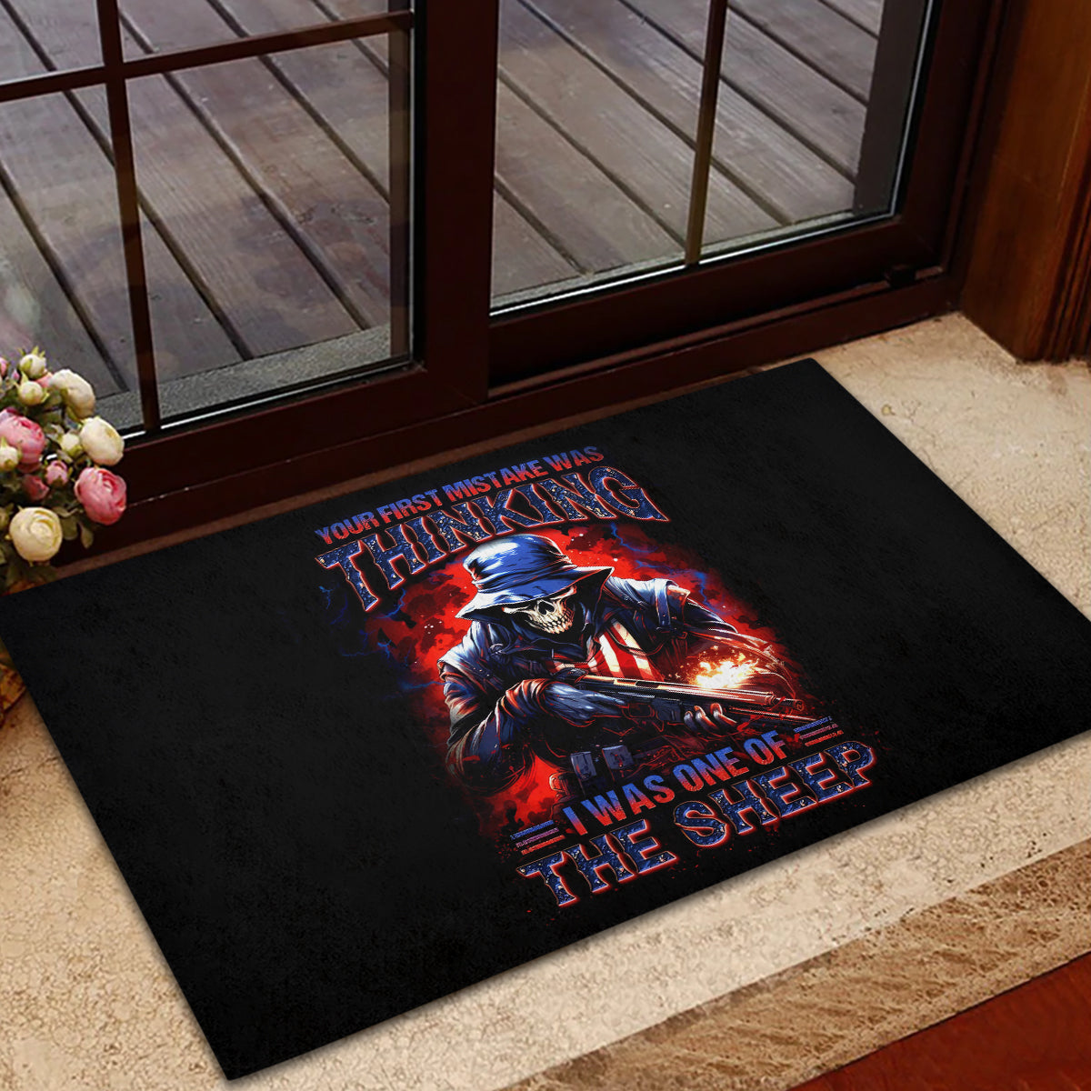 Soldier Skull Rubber Doormat Your First Mistake Was Thinking I Was One Of The Sheep - Wonder Print Shop