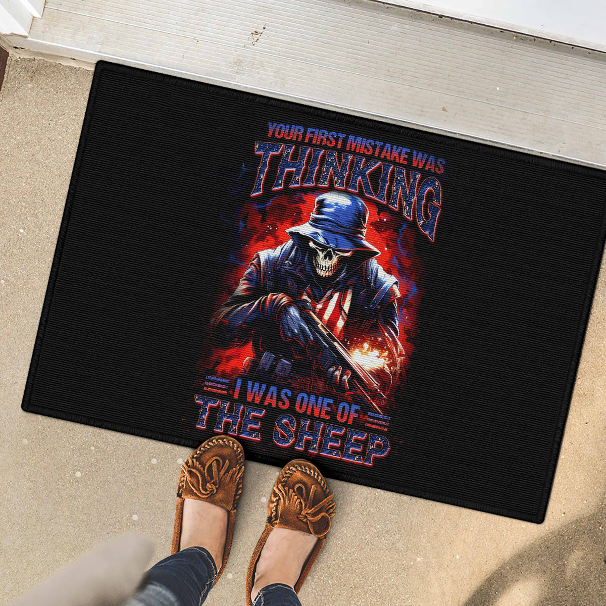 Soldier Skull Rubber Doormat Your First Mistake Was Thinking I Was One Of The Sheep - Wonder Print Shop