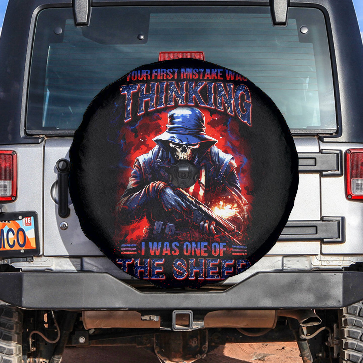 Soldier Skull Spare Tire Cover Your First Mistake Was Thinking I Was One Of The Sheep - Wonder Print Shop