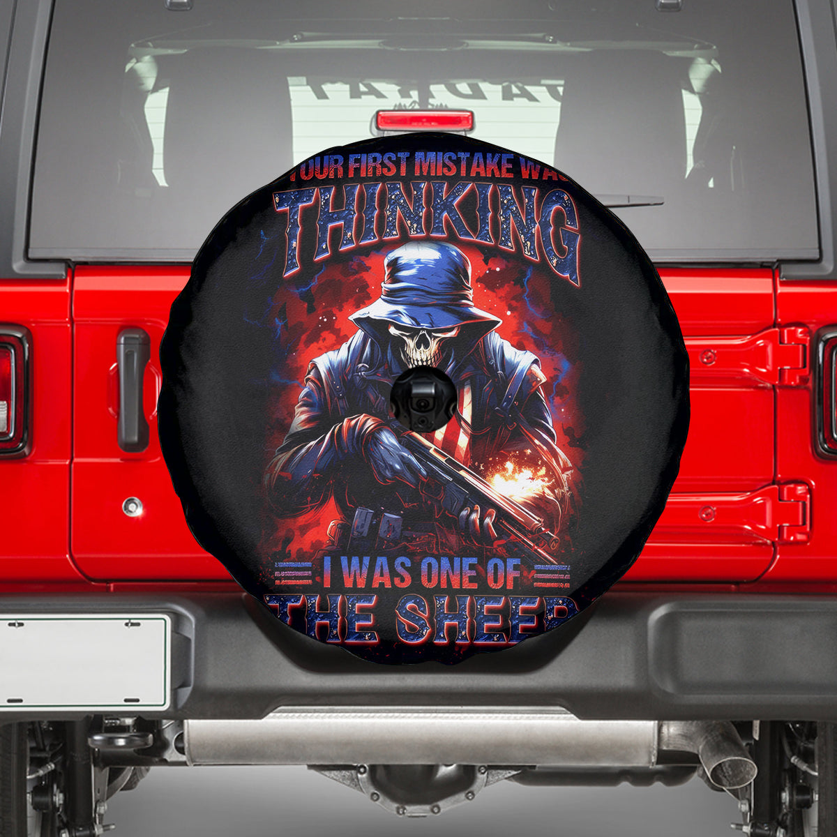 Soldier Skull Spare Tire Cover Your First Mistake Was Thinking I Was One Of The Sheep - Wonder Print Shop