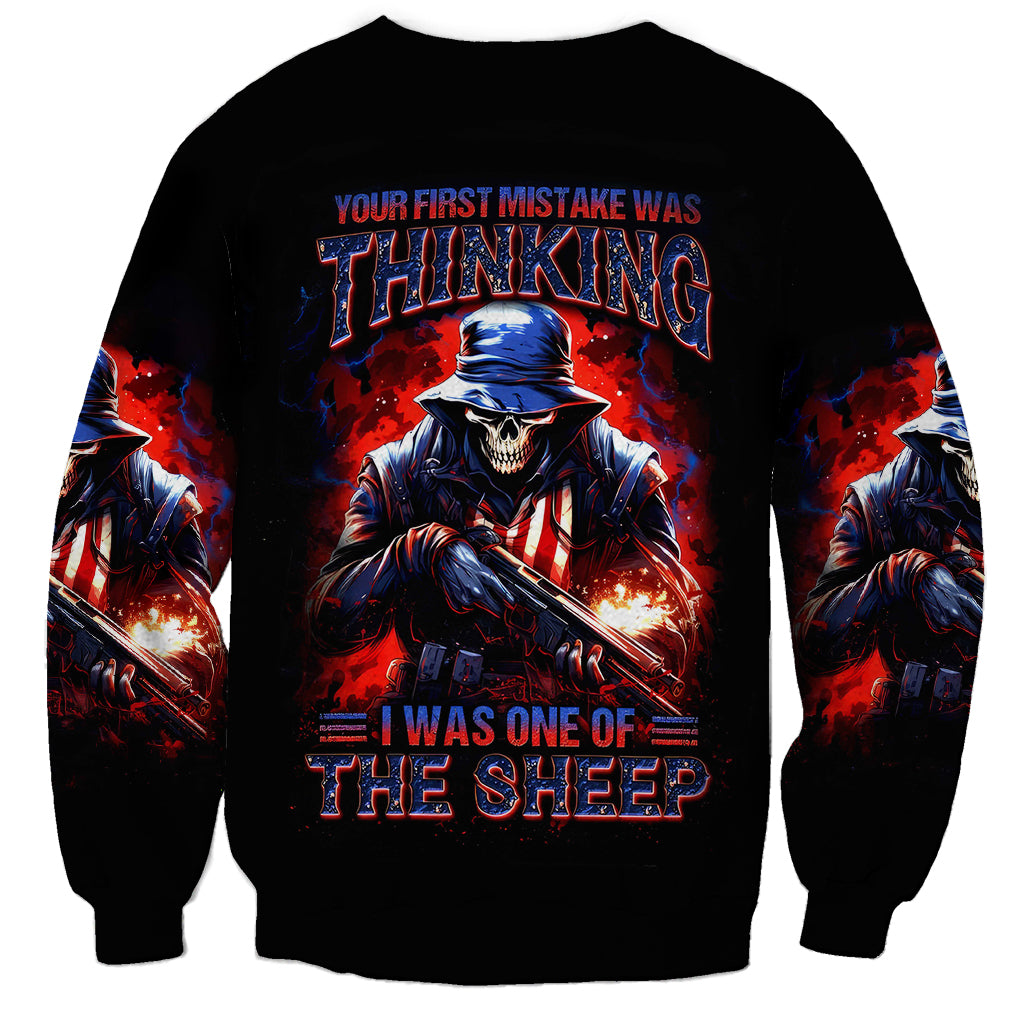 Soldier Skull Sweatshirt Your First Mistake Was Thinking I Was One Of The Sheep - Wonder Print Shop