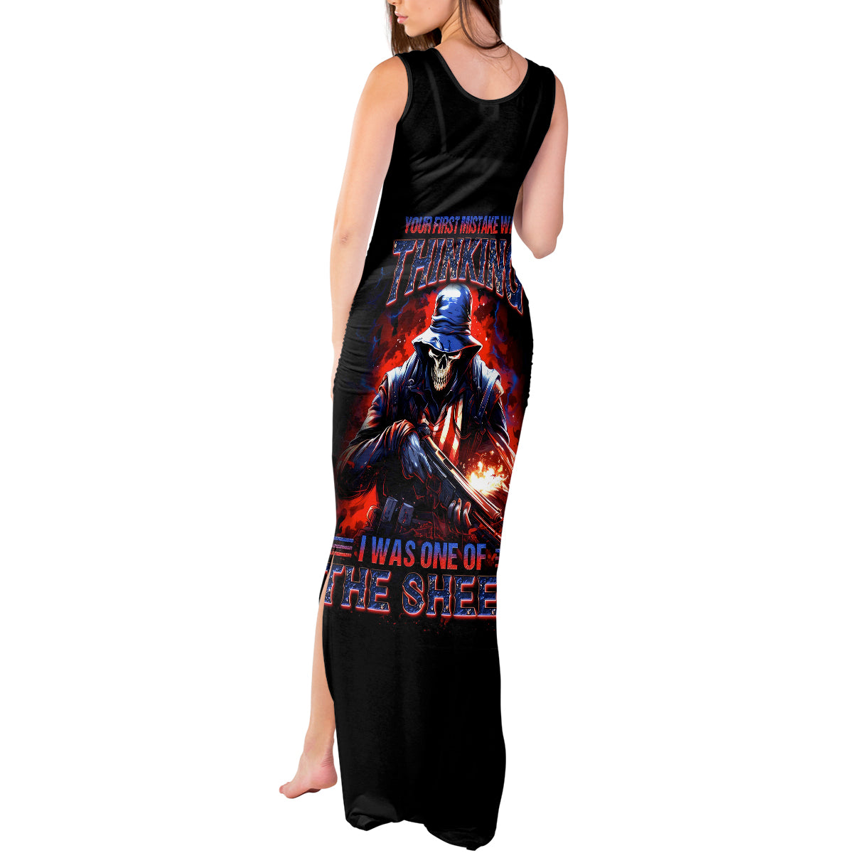 Soldier Skull Tank Maxi Dress Your First Mistake Was Thinking I Was One Of The Sheep - Wonder Print Shop