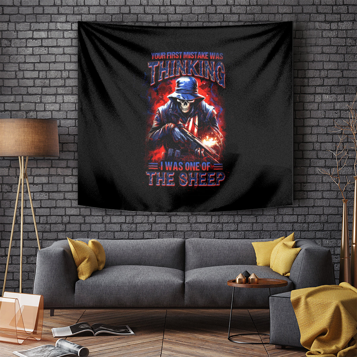 Soldier Skull Tapestry Your First Mistake Was Thinking I Was One Of The Sheep - Wonder Print Shop