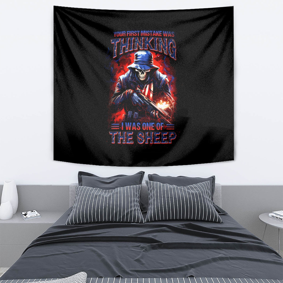 Soldier Skull Tapestry Your First Mistake Was Thinking I Was One Of The Sheep - Wonder Print Shop