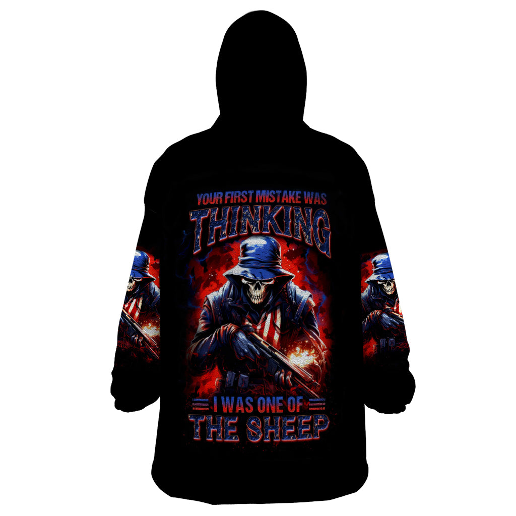 Soldier Skull Wearable Blanket Hoodie Your First Mistake Was Thinking I Was One Of The Sheep - Wonder Print Shop