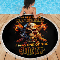 Fire Gun Skull Beach Blanket Your First Mistake Was Thinking I Was One Of The Sheep - Wonder Print Shop
