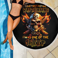 Fire Gun Skull Beach Blanket Your First Mistake Was Thinking I Was One Of The Sheep - Wonder Print Shop