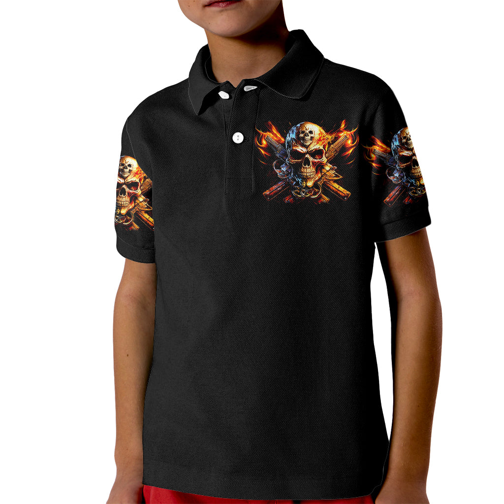 Fire Gun Skull Kid Polo Shirt Your First Mistake Was Thinking I Was One Of The Sheep - Wonder Print Shop
