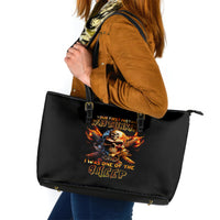 Fire Gun Skull Leather Tote Bag Your First Mistake Was Thinking I Was One Of The Sheep - Wonder Print Shop