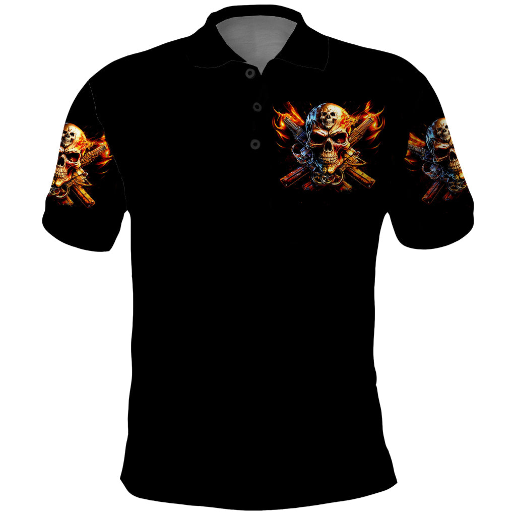 Fire Gun Skull Polo Shirt Your First Mistake Was Thinking I Was One Of The Sheep - Wonder Print Shop