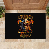 Fire Gun Skull Rubber Doormat Your First Mistake Was Thinking I Was One Of The Sheep - Wonder Print Shop