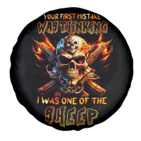 Fire Gun Skull Spare Tire Cover Your First Mistake Was Thinking I Was One Of The Sheep - Wonder Print Shop