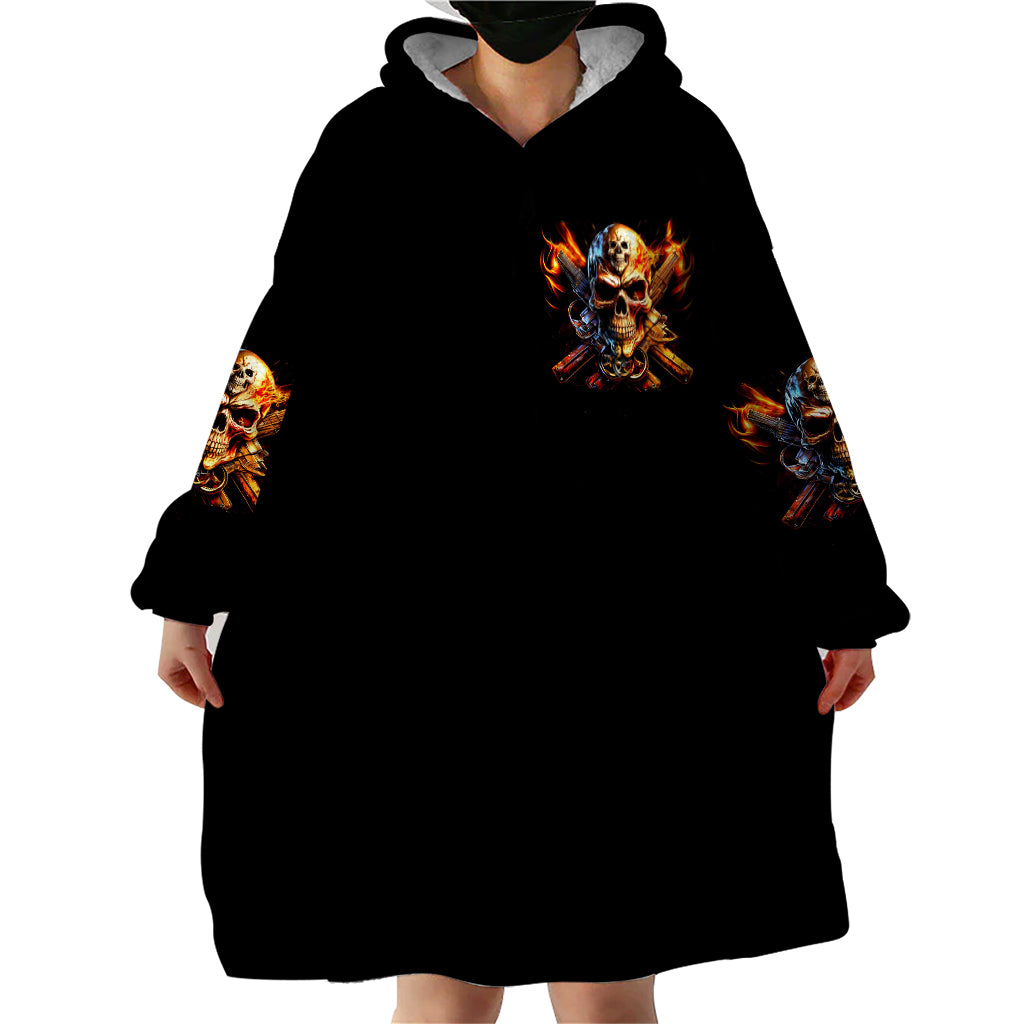 Fire Gun Skull Wearable Blanket Hoodie Your First Mistake Was Thinking I Was One Of The Sheep - Wonder Print Shop