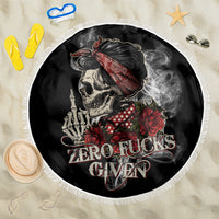 Girl Skull Beach Blanket Zero Fucking Given - Wonder Print Shop