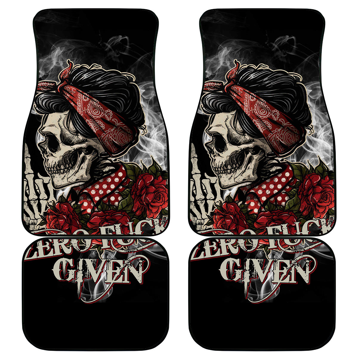 Girl Skull Car Mats Zero Fucking Given - Wonder Print Shop
