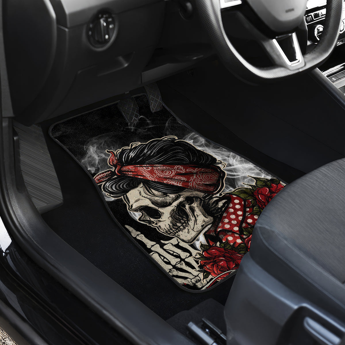 Girl Skull Car Mats Zero Fucking Given - Wonder Print Shop