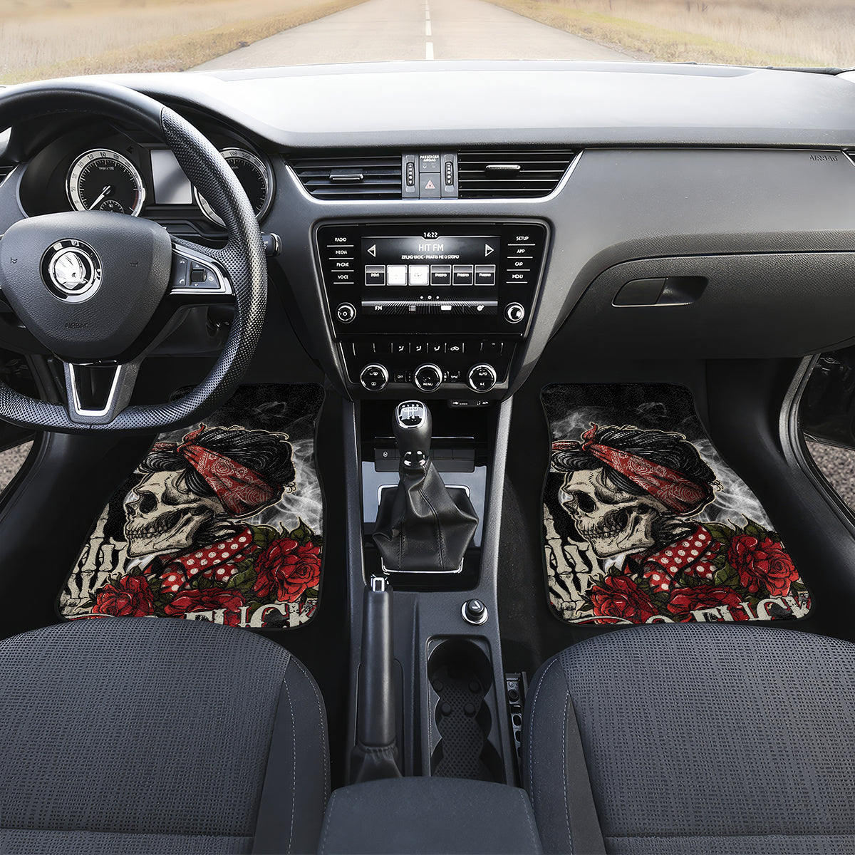 Girl Skull Car Mats Zero Fucking Given - Wonder Print Shop