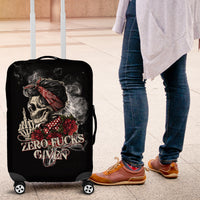 Girl Skull Luggage Cover Zero Fucking Given - Wonder Print Shop