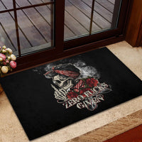Girl Skull Rubber Doormat Zero Fucking Given - Wonder Print Shop
