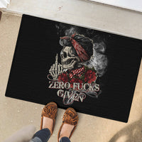Girl Skull Rubber Doormat Zero Fucking Given - Wonder Print Shop