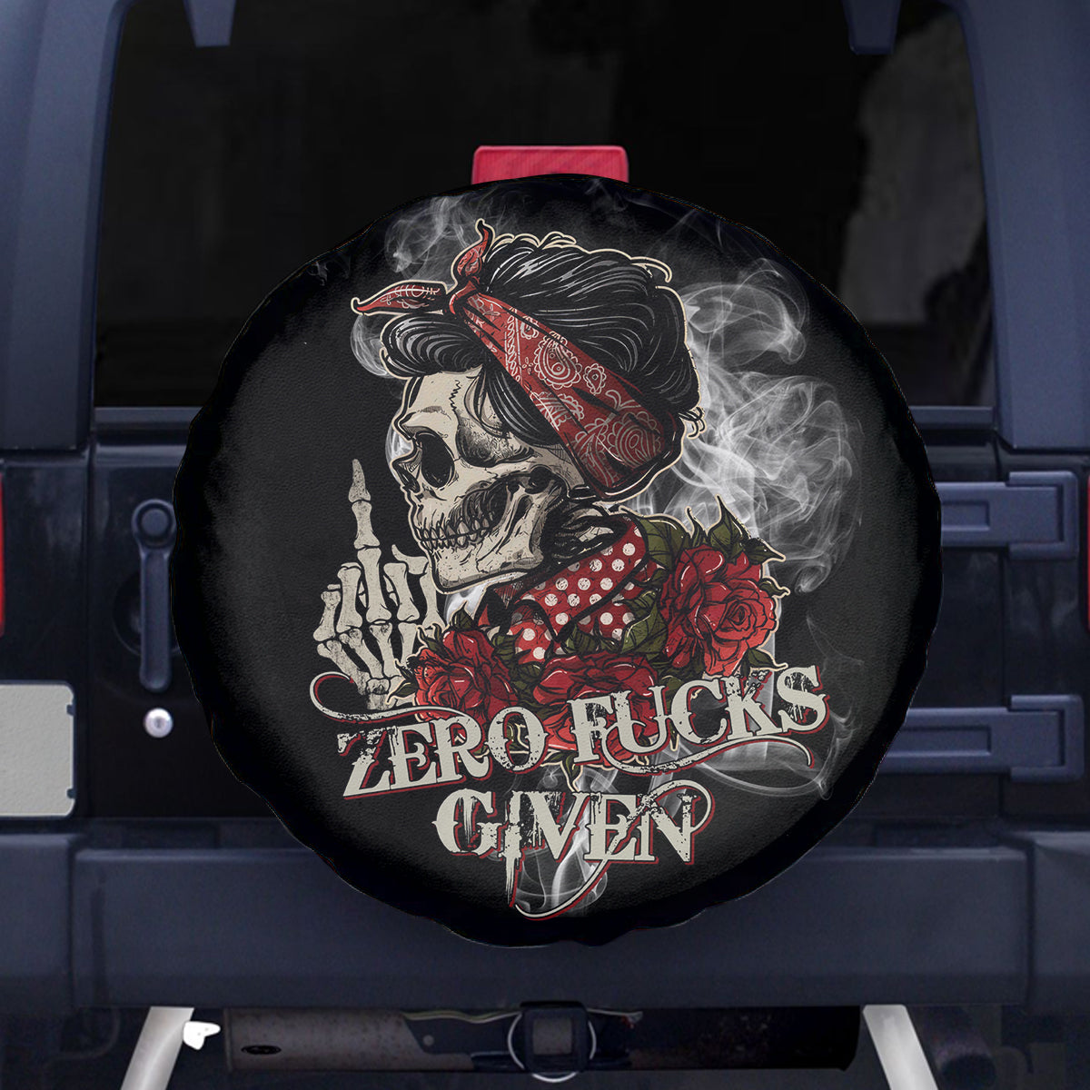 Girl Skull Spare Tire Cover Zero Fucking Given - Wonder Print Shop