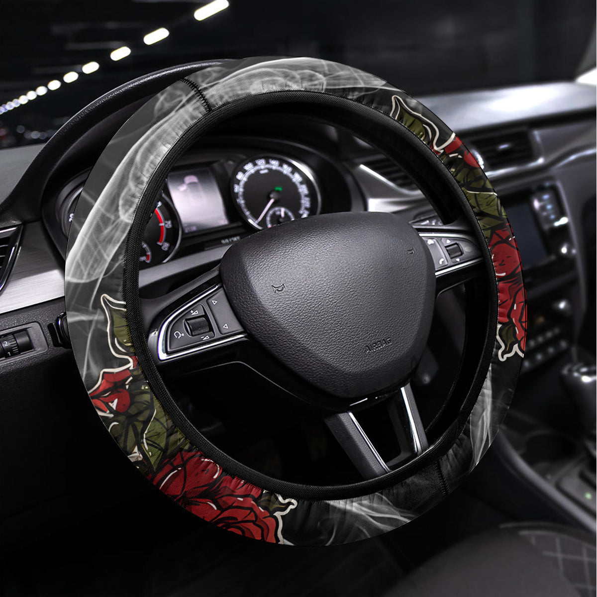 Girl Skull Steering Wheel Cover Zero Fucking Given - Wonder Print Shop