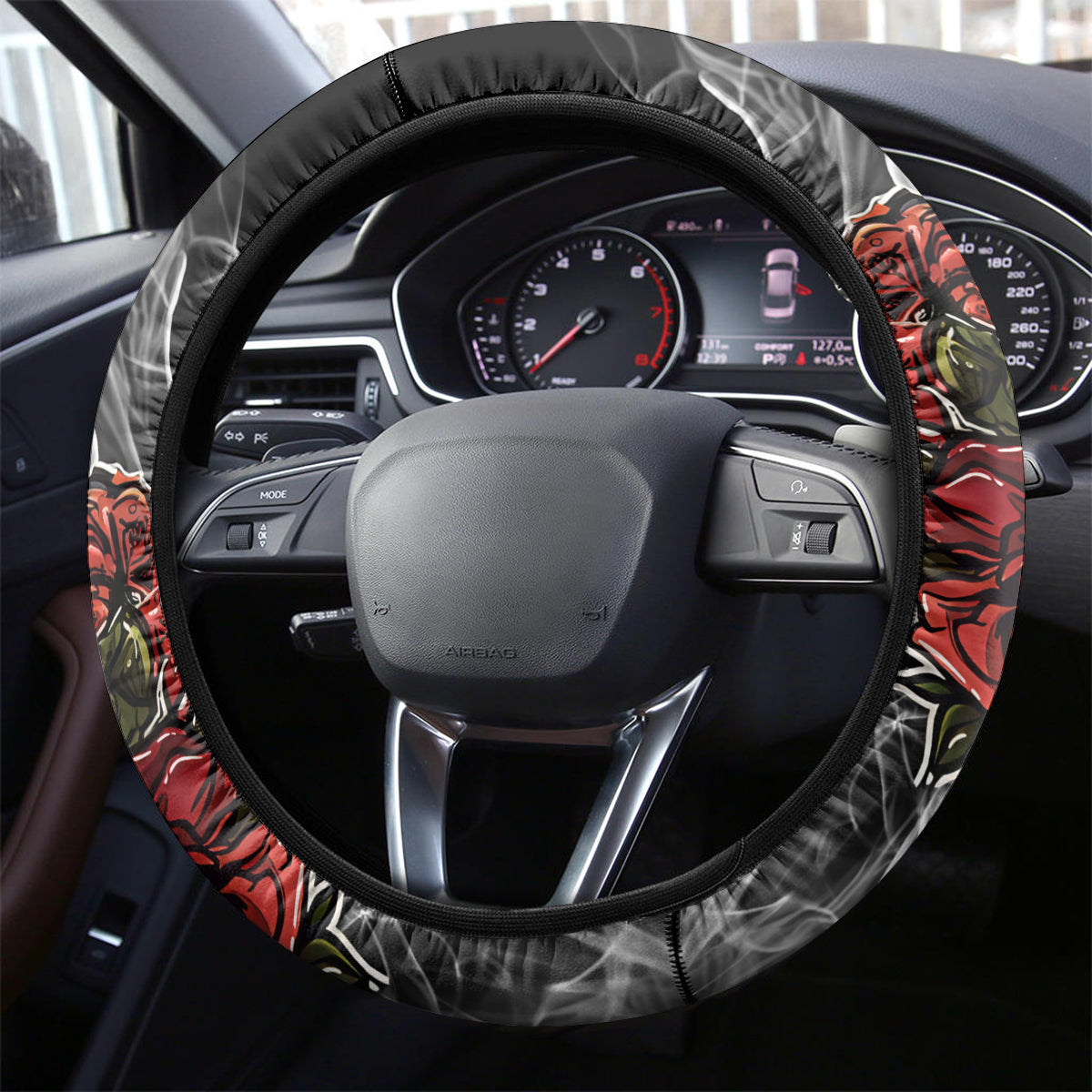 Girl Skull Steering Wheel Cover Zero Fucking Given - Wonder Print Shop