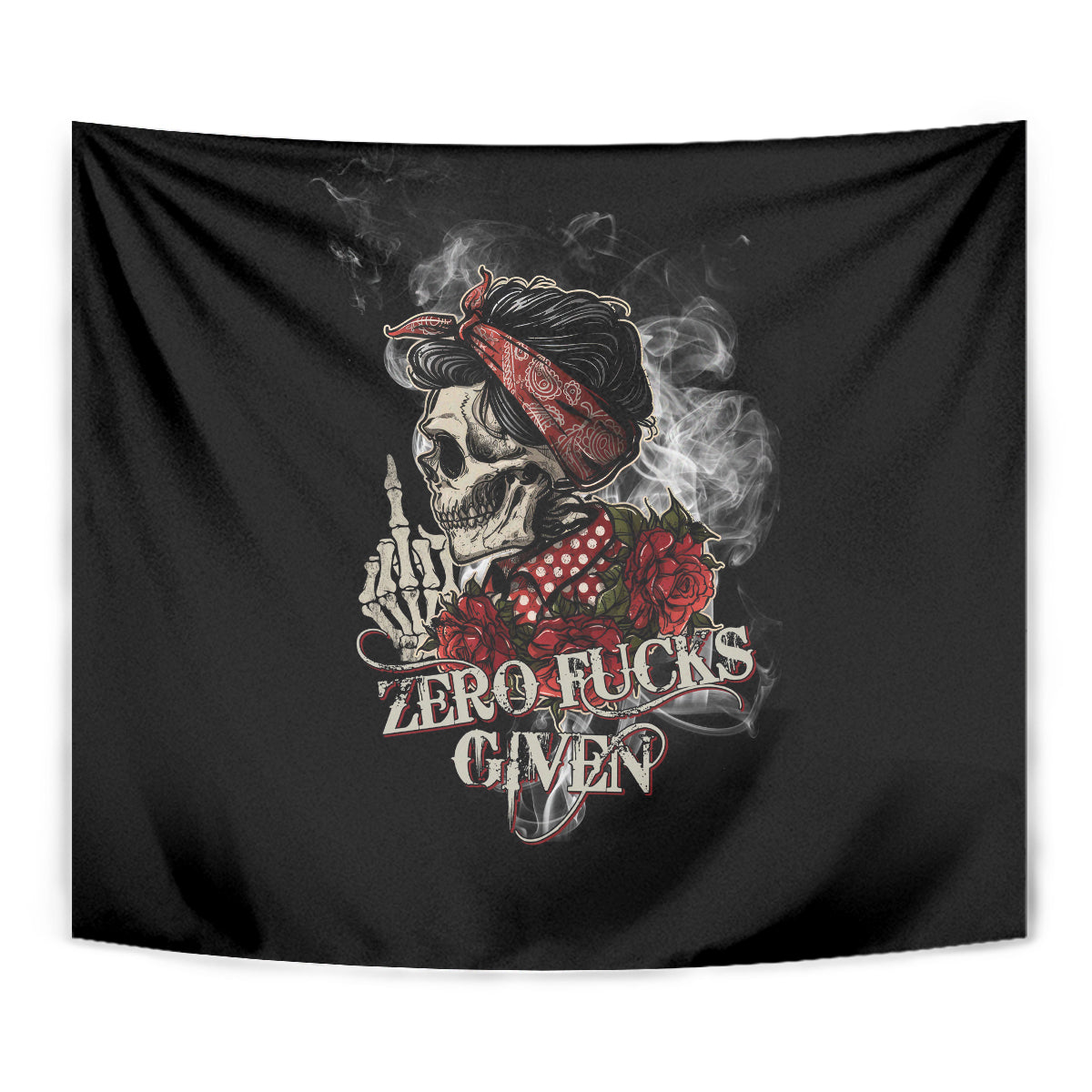 Girl Skull Tapestry Zero Fucking Given - Wonder Print Shop