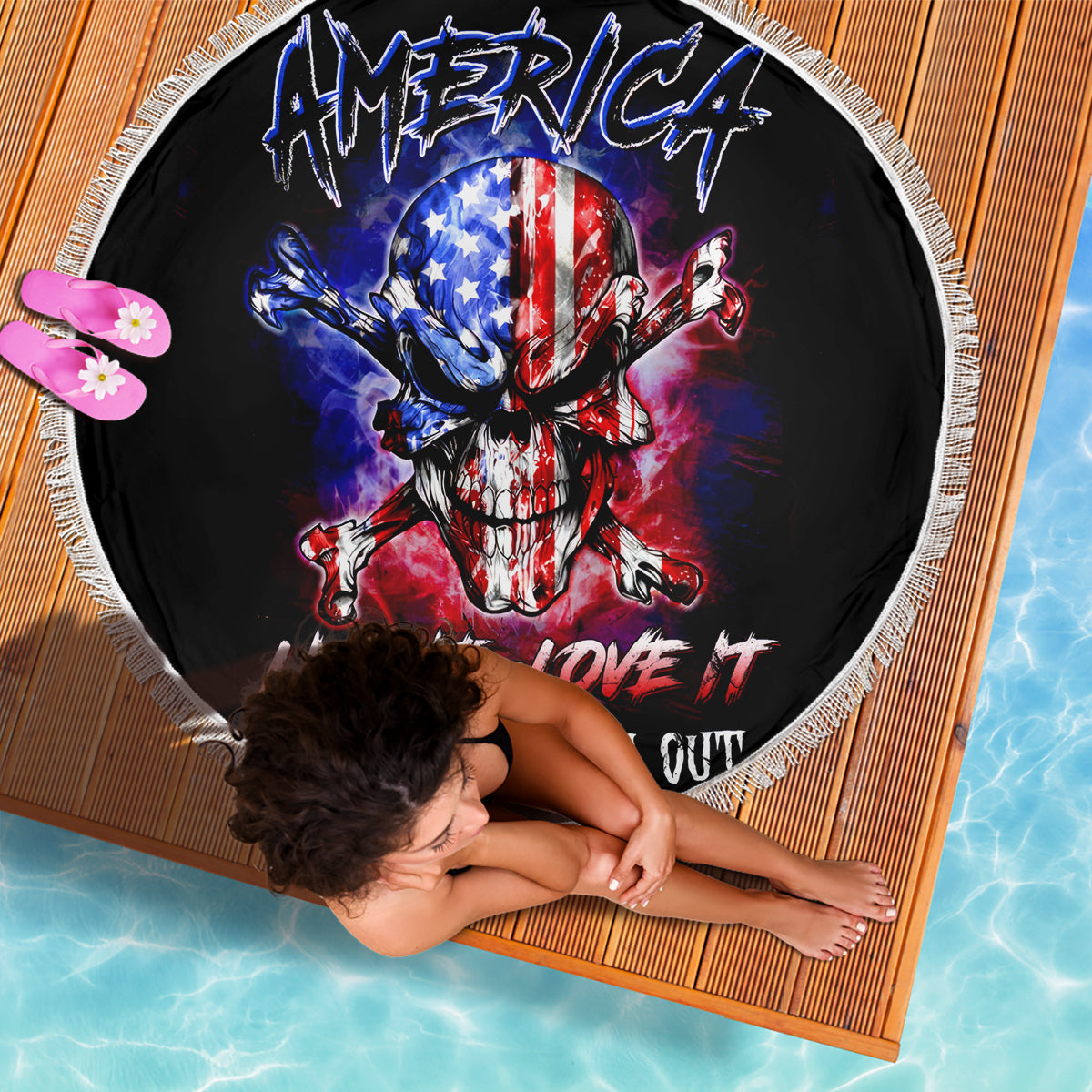 American Skull Beach Blanket American Live It Love It Or Get The Hell Out - Wonder Print Shop