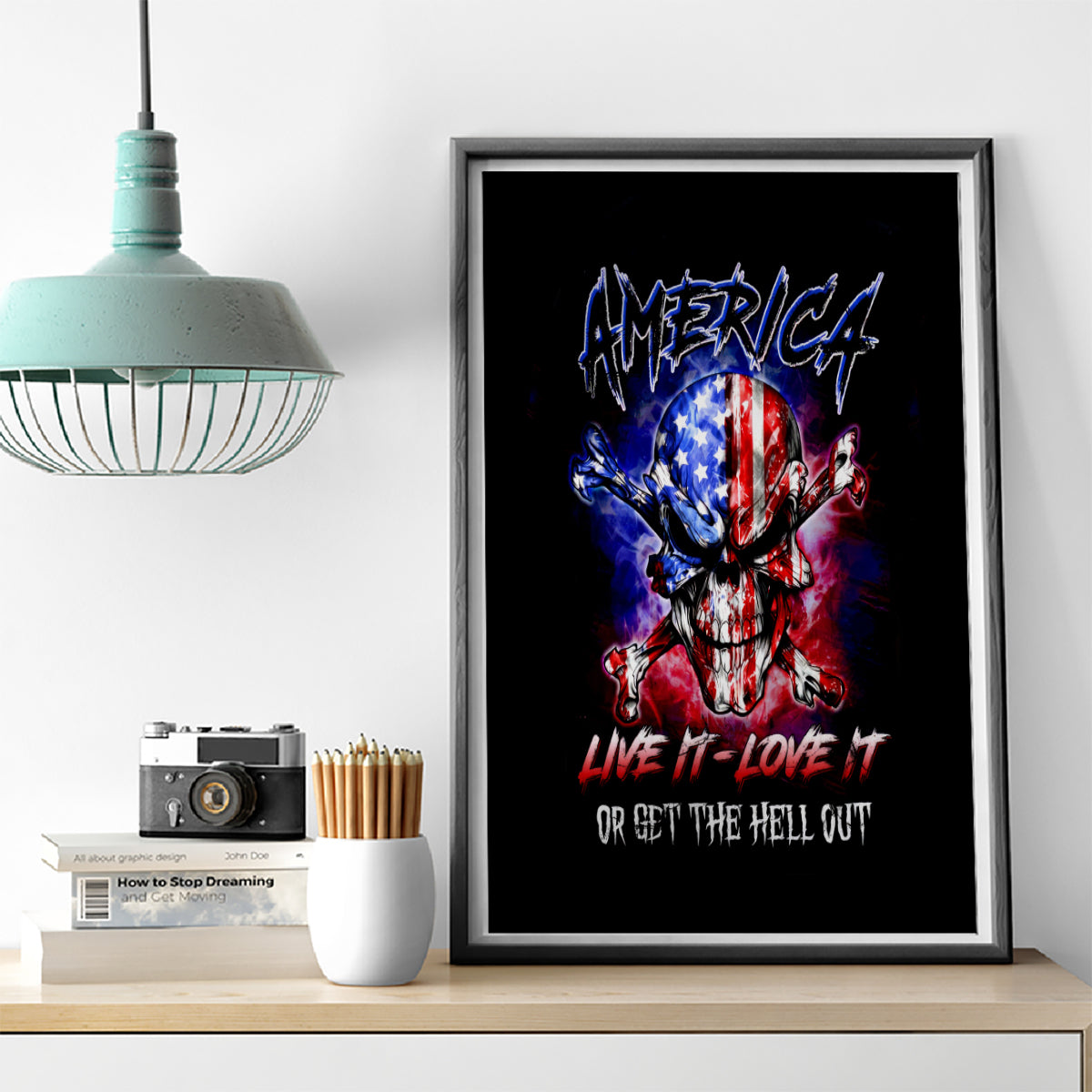 American Skull Canvas Wall Art American Live It Love It Or Get The Hell Out - Wonder Print Shop