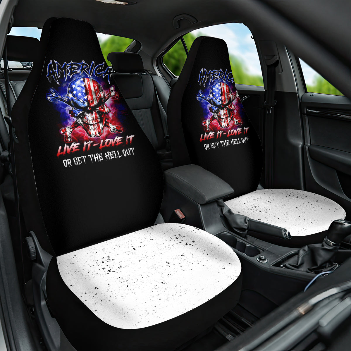 American Skull Car Seat Cover American Live It Love It Or Get The Hell Out - Wonder Print Shop