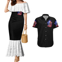 American Skull Couples Matching Mermaid Dress and Hawaiian Shirt American Live It Love It Or Get The Hell Out - Wonder Print Shop