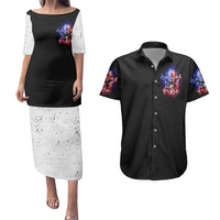 American Skull Couples Matching Puletasi Dress and Hawaiian Shirt American Live It Love It Or Get The Hell Out - Wonder Print Shop