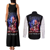 American Skull Couples Matching Tank Maxi Dress and Long Sleeve Button Shirts American Live It Love It Or Get The Hell Out - Wonder Print Shop
