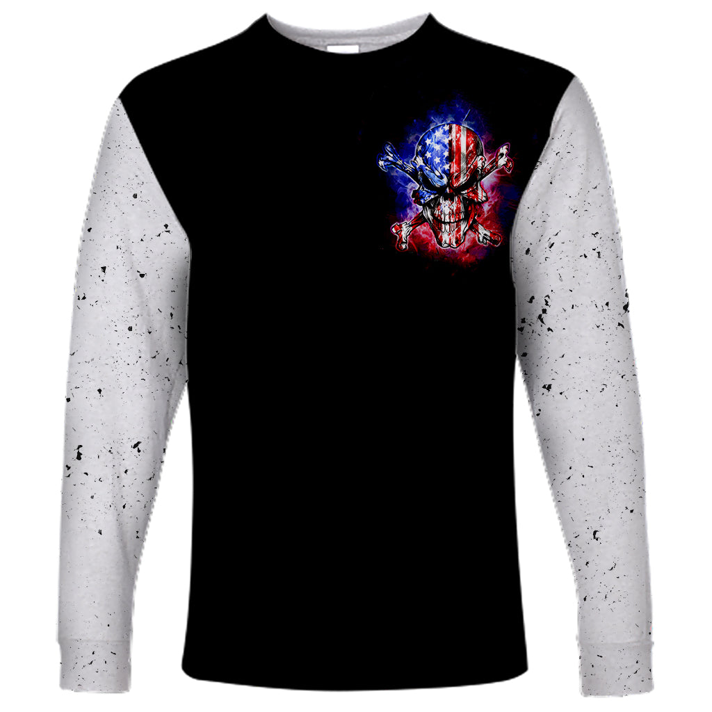 American Skull Long Sleeve Shirt American Live It Love It Or Get The Hell Out - Wonder Print Shop