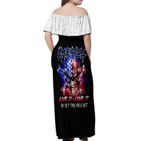 American Skull Off Shoulder Maxi Dress American Live It Love It Or Get The Hell Out - Wonder Print Shop