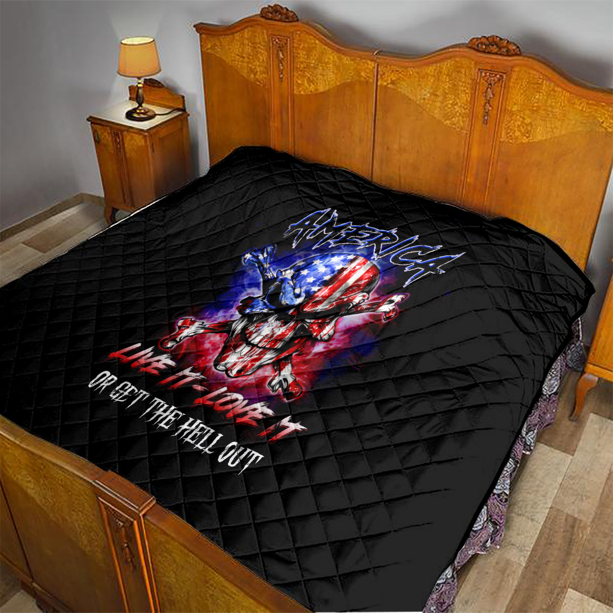 American Skull Quilt American Live It Love It Or Get The Hell Out - Wonder Print Shop