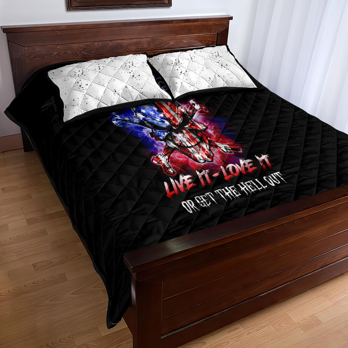American Skull Quilt Bed Set American Live It Love It Or Get The Hell Out - Wonder Print Shop
