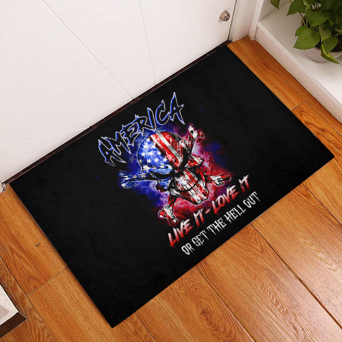 American Skull Rubber Doormat American Live It Love It Or Get The Hell Out - Wonder Print Shop