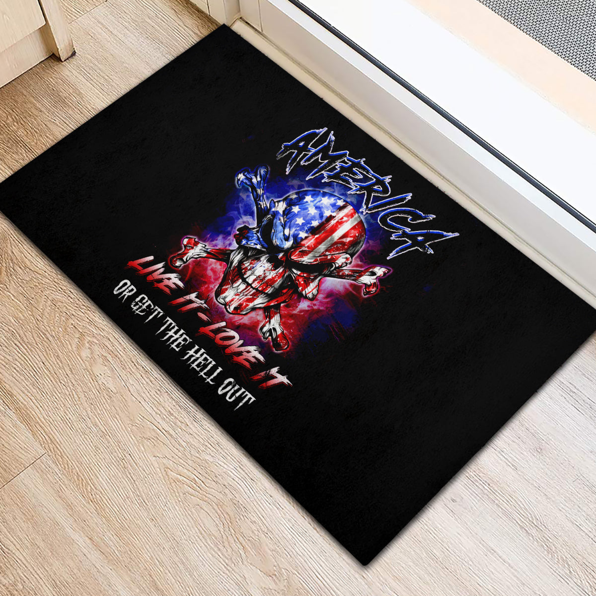 American Skull Rubber Doormat American Live It Love It Or Get The Hell Out - Wonder Print Shop
