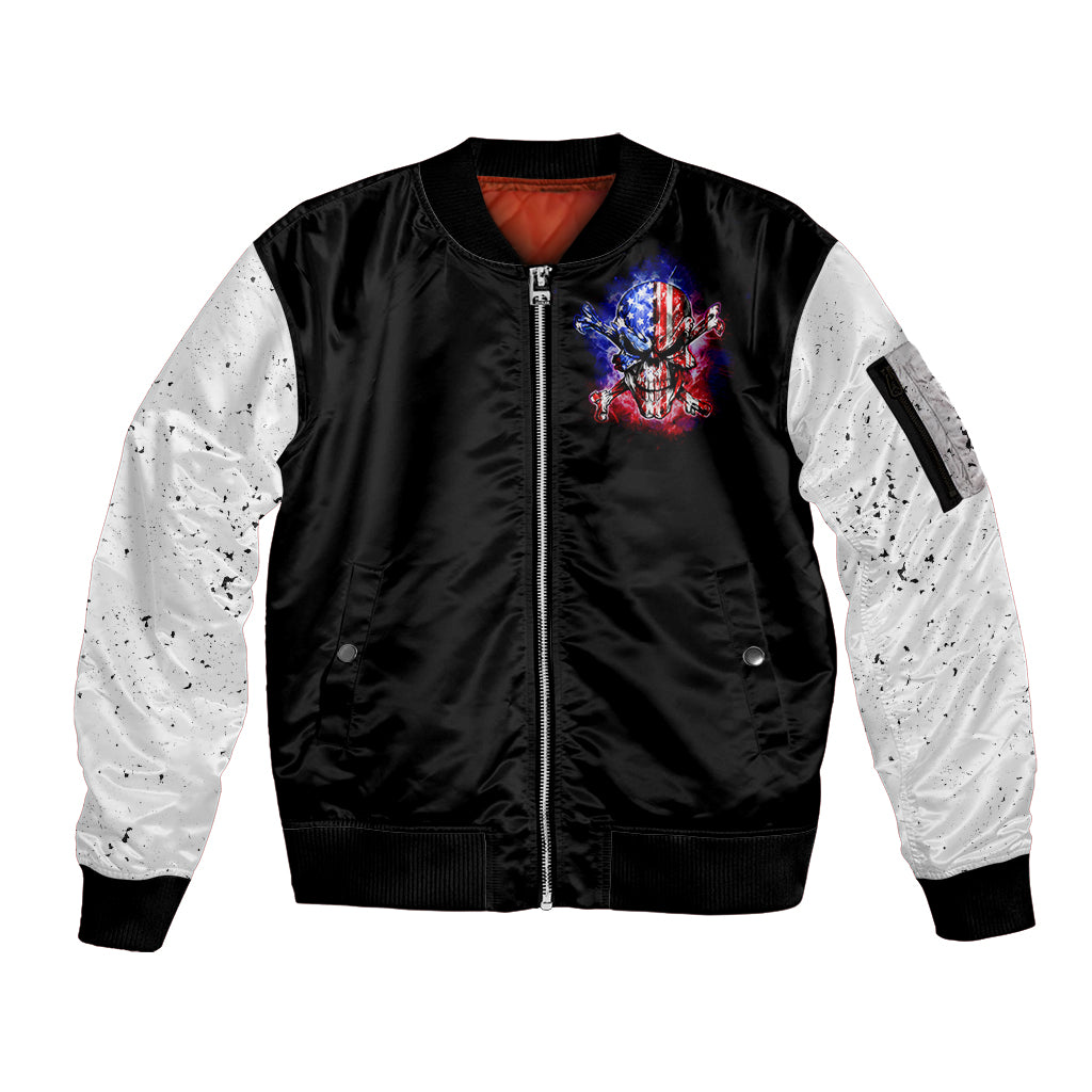 American Skull Sleeve Zip Bomber Jacket American Live It Love It Or Get The Hell Out - Wonder Print Shop