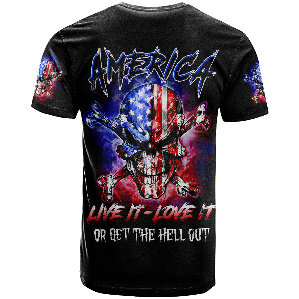 American Skull T Shirt American Live It Love It Or Get The Hell Out - Wonder Print Shop