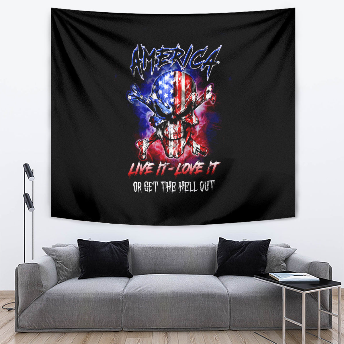 American Skull Tapestry American Live It Love It Or Get The Hell Out - Wonder Print Shop