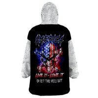 American Skull Wearable Blanket Hoodie American Live It Love It Or Get The Hell Out - Wonder Print Shop