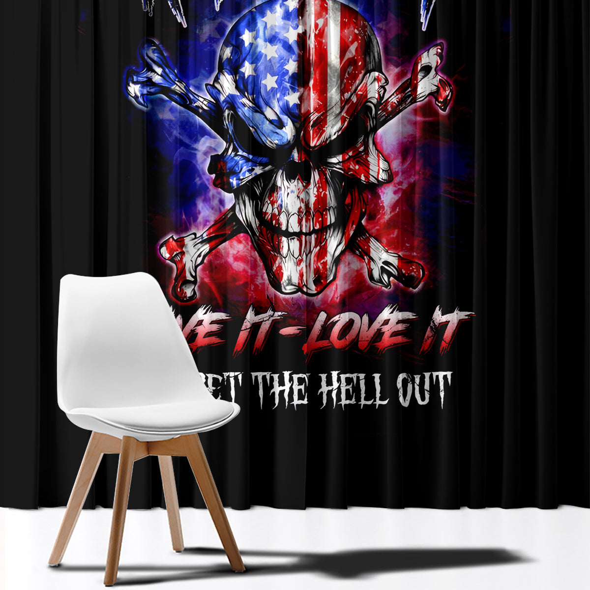 American Skull Window Curtain American Live It Love It Or Get The Hell Out - Wonder Print Shop