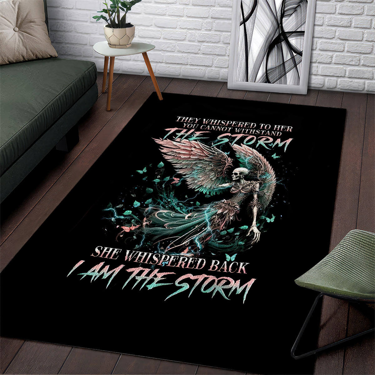 Angel Skull Area Rug She Whispered Back Iam The Storm - Wonder Print Shop