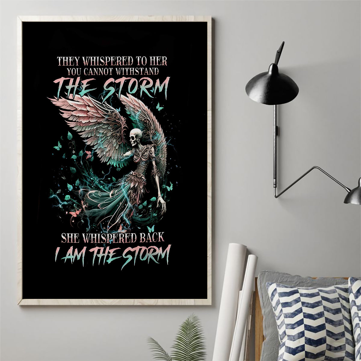 Angel Skull Canvas Wall Art She Whispered Back Iam The Storm - Wonder Print Shop